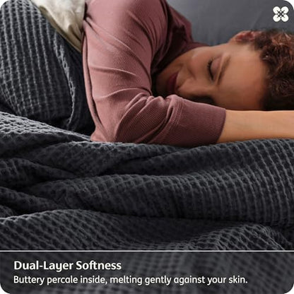 Bedsure PureWoven Cotton Waffle Weave Duvet Cover, Queen, Duvet Cover Only