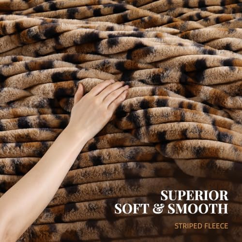 Smoofy Fluffy Full Size Comforter 3 PCS - Cheetah Brown Fleece Bedding Set
