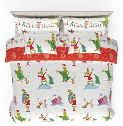 Grinch by Dr. Seuss Holiday & Christmas Bedding Super Soft Comforter and Sheet Set with Sham, 7 Piece King Size (Official Dr. Seuss Product) By Franco