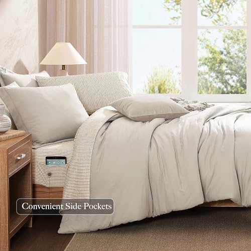 Monbix Queen Comforter Set - 7 Pieces Soft Bed in a Bag Queen Bedding Sets