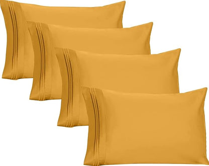 YIYEA 100% Brushed Microfiber King Pillowcase Set of 4 Pillow Cases Standard, Soft and Cozy, Wrinkle, Fade, Stain Resistant Envelop Closure Bed Pillow Cover(King Size 20 inch x 36 inch )