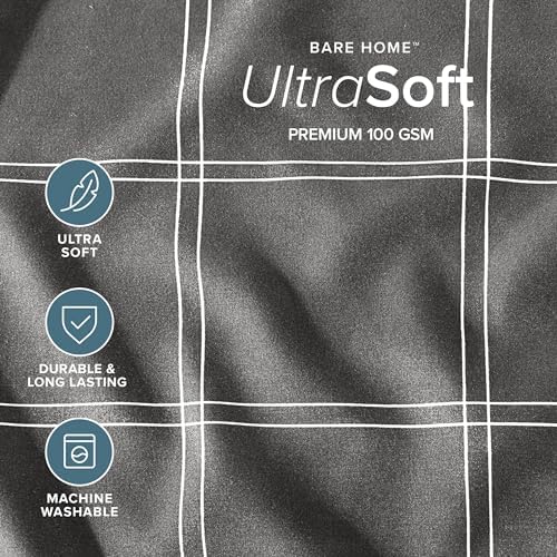 Bare Home Bed-in-A-Bag 7 Piece Set (Full, Modern Plaid - Grey/White)