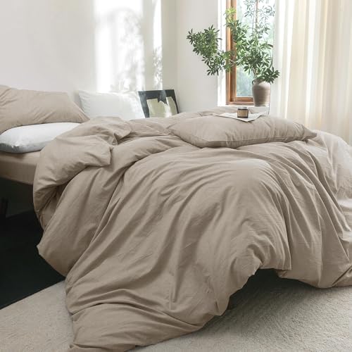 FOSSA Duvet Cover Set 100% Washed Cotton Linen Feel Oversized King Plus