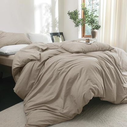 FOSSA Duvet Cover Set 100% Washed Cotton Linen Feel Oversized King Plus