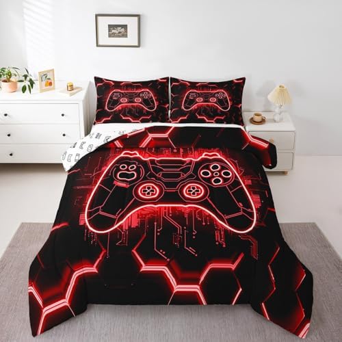 Feelyou Kids Red Gamer Comforter Full Size for Boys Girls