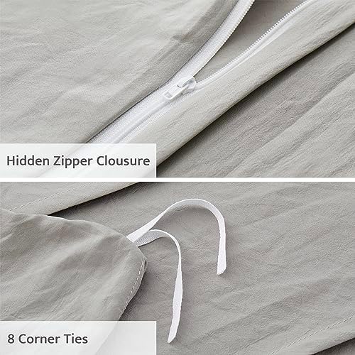 Oli Anderson 3PCS Pleated Duvet Cover Set, Light Grey, Queen