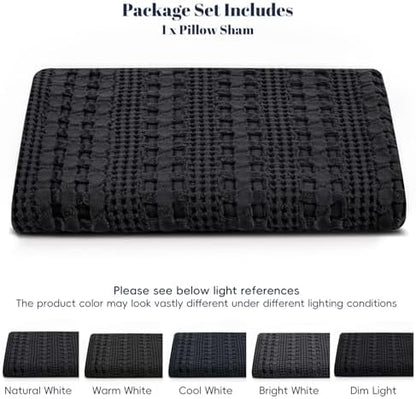 PHF Cotton Waffle Body Pillowcase 20" x 54", Black, No Insert