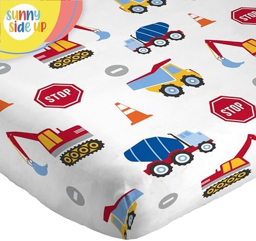 Sunny Side Up Construction Zone Full Sheet Set - 4 Piece Kids Bedding Set Includes Pillow Cover - Super Soft Trucks Microfiber Sheets