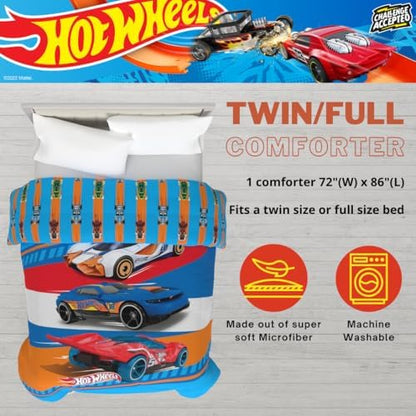 Franco Kids Bedding Super Soft Microfiber Reversible Comforter, Twin/Full, Hot Wheels