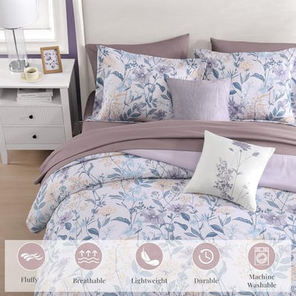 Full Size Comforter Sets - 7 Pieces Floral Bed in a Bag Full Bedding Set