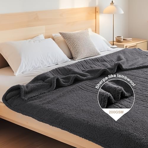 Eydna Electric Heated Blanket Twin Size 62"×84" with 9 Heating Levels & 1-10Hs Auto Off, Heating Blankets Double Sided Plush Sherpa, Energy Efficient, Machine Washable, Gifts for Family- Dark Gray