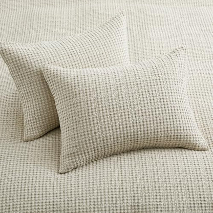 Levtex Home Mills Waffle Full Bedspread Set (100x104in) with 2 Pillow Shams (26x20in) - Undyed Wheat - Cotton Waffle Full Size Bedspread Set - Lightweight, Soft, Pre-Washed