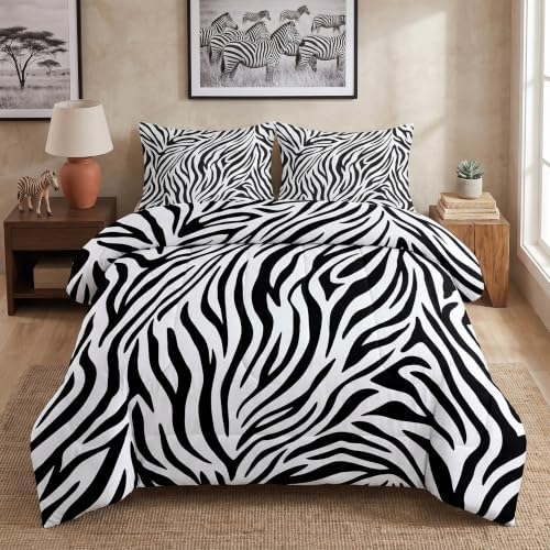 Pamnest Full Comforter Set, 3 Pieces Zebra Animal Bedding, All Season