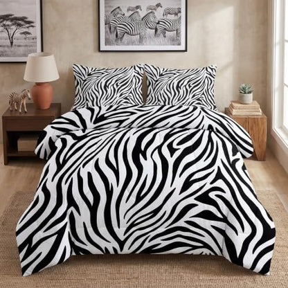 Pamnest Full Comforter Set, 3 Pieces Zebra Animal Bedding, All Season