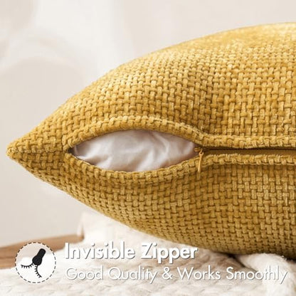 MIULEE Decorative Couch Throw Pillow Covers 16x16 in Mustard Yellow 2 Pack