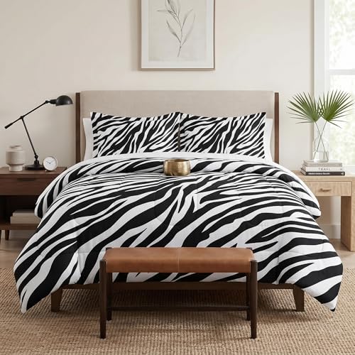 Pamnest Full Comforter Set, 3 Pieces Zebra Stripe Bedding, All Season