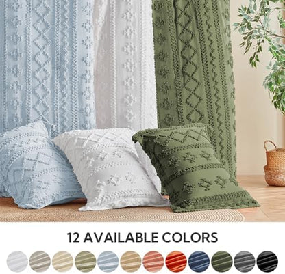 MR&HM 7 Pieces Comforter Set Full, Tufted Boho Farmhouse Bed Set Dusty Blue