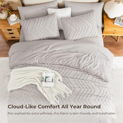 Litanika Super King Comforter Set with Sheets, 7 Pieces Boho Bed Set