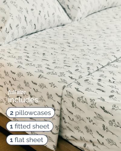 Full 4 Piece Boho Botanical Floral Sheet Set - Soft & Cooling - Plants