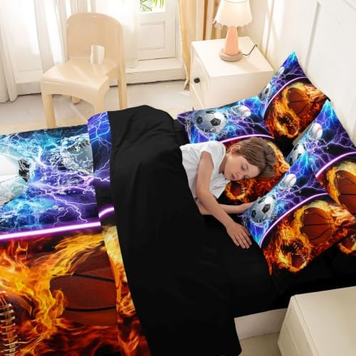 Erosebridal Baseball Soccer Basketball Football Comforter Set with Sheets -