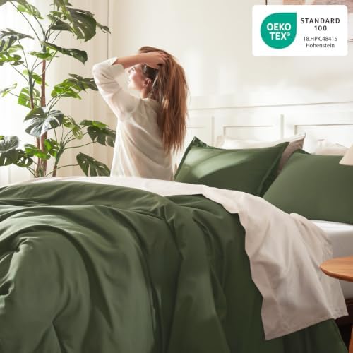 Litanika Olive California King Comforter Set, 3 Pieces Solid Bedding