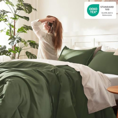 Litanika Olive King Comforter Set, 3 Pieces Lightweight Solid Bed Set
