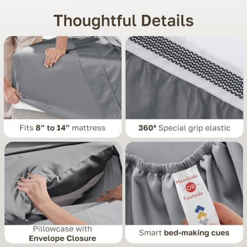 California Design Den Organic Cotton Twin Sheets Set, 3 Pc Set, Slate Grey
