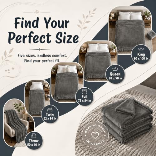Eydna Electric Heated Blanket Full Size 72"x84",Fast Heating Throw, Soft Plush Microplush for Bed & Couch, 10 Hours Auto Off & 5 Heating Levels, Machine Washable, Gifts for Womens & Family-Light Gray