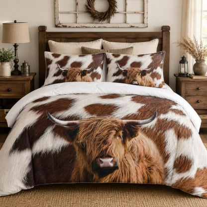 CCoutueChen Highland Cow Bedding Sets Full Size, Brown, Farmhouse