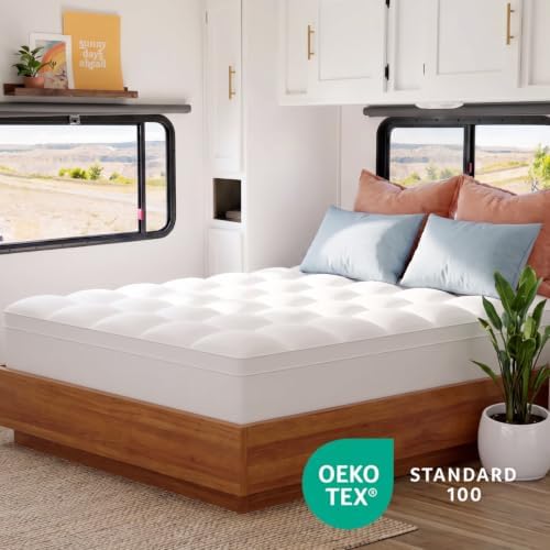 ELEMUSE RV Short Queen Mattress Topper, Thick Pillow Top Mattress Pad