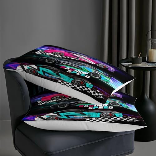 AILONEN Racing Car Comforter Set for Kids Boys Teens Twin Size, Extreme Speed Race Bedding Sets,Cool Sports Bed in a Bag,3D Car Theme Duvet Set,1 Quilt and 2 Pillowcases,3 Pieces
