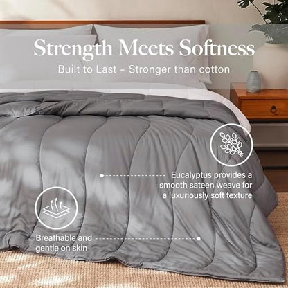 Modern Threads Tencel Lyocell Luxury Ultra Soft Down Alternative Comforter, Platinum, Queen