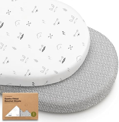 2pk Organic Baby Bassinet Sheets Boys, Girls, Fitted Sheet (Nordic)