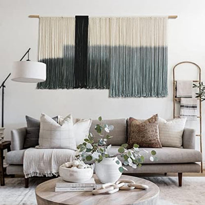 Macrame Wall Hanging Grey Dip Dye Large Boho Fiber Wall Art Decor 57"W*35"L