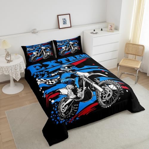 Feelyou Motorcycle Bedding Set for Kids Boys Girls Twin Size Racing