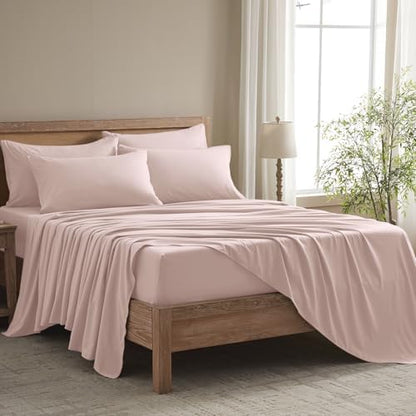 Full Size Bed Sheets - 6 Piece Soft Microfiber and Wrinkle Free Sheets - Easy Care, Extra Soft, Cooling Sheets - 1 Deep Pocket Fitted Sheet 1 Flat Sheet and 4 Pillowcases (Full Baby Pink)