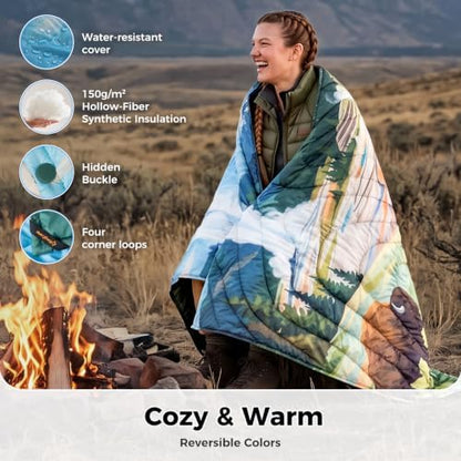 KingCamp Ultralight Camping Blanket, Wearable Packable Blanket,79"x57"