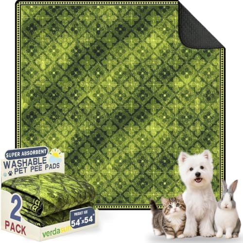 Washable Pee Pads for Dogs 54"x54" 2 Pack Reusable Puppy Potty Pad