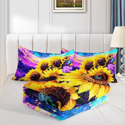 QOOMO Sunflowers Kids Comforter Set Twin Size