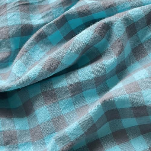 LifeTB Blue Gingham Comforter Set King 3 Pieces Blue Grey Grid Checkered Pattern Comforter with 2 Pillowcases Farmhouse Gingham Grid Bedding Set Soft Fluffy Modern Geometric Plaid Comforter Set