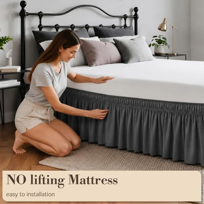 RIMELA Bed Skirt with Split Corners, King, 18 Inch Drop, Grey