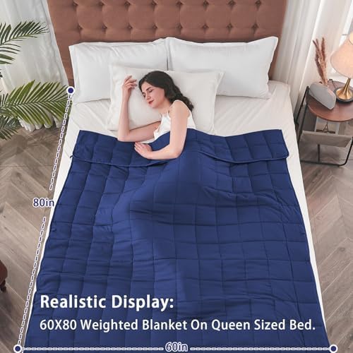 yescool Weighted Blanket for Adults 12lbs Queen Size, 60" x 80", Blue