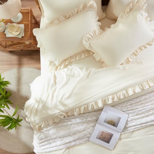 Anluoer Twin Comforter Set 5 Piece,Ruffle Bed in a Bag Twin Bedding Sets