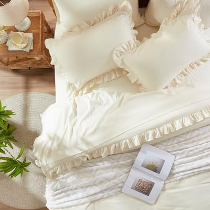 Anluoer Twin Comforter Set 5 Piece,Ruffle Bed in a Bag Twin Bedding Sets