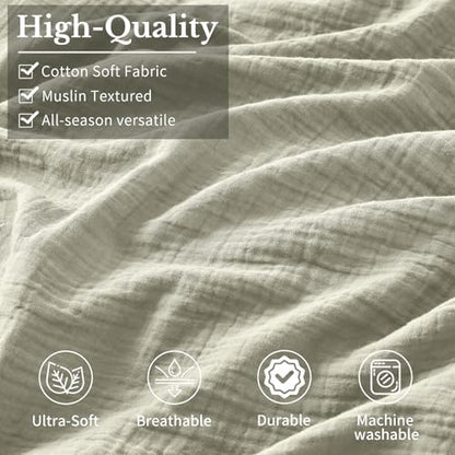 MEISHANG Muslin Duvet Cover Queen Size - 100% Organic Cotton