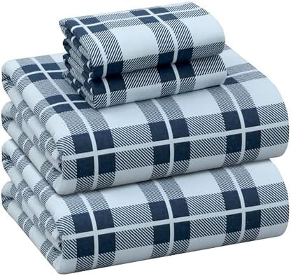 RUVANTI Flannel Sheets Queen Size, Illusion Check