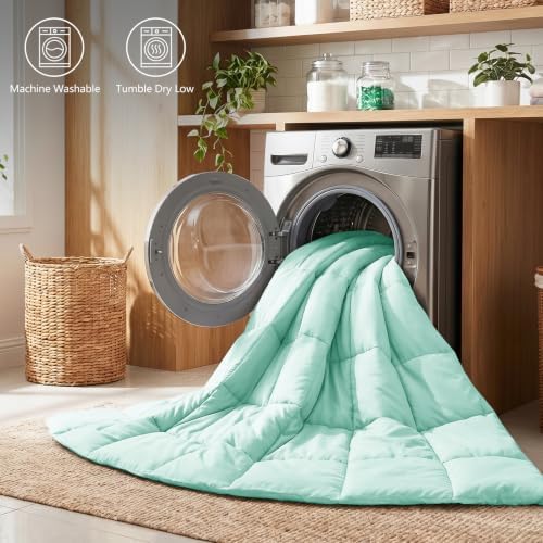CozyLux King Size Comforter Set, 3-Piece Box-Stitched, Mint Green