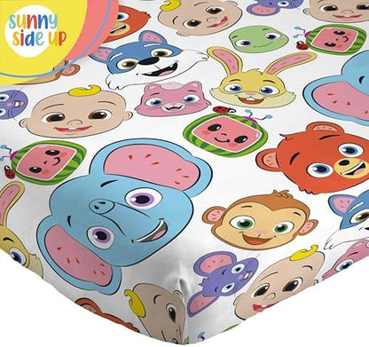 Sunny Side Up CoComelon Full Size Sheeet Set - 4 Piece Kids Animals Bedding Set Includes Pillow Cover - Super Soft Microfiber Sheets
