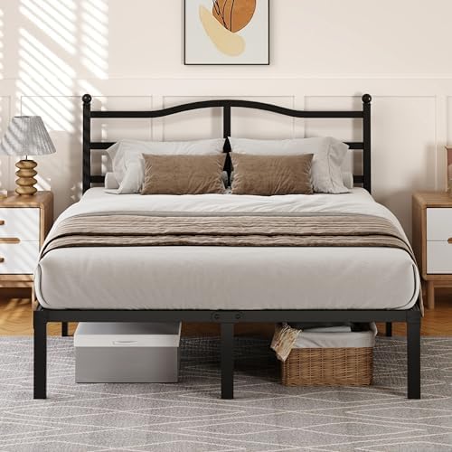 Snaye 14 Inch Full Size Bed Frame with Headboard, Heavy Duty Metal Platform Bed Frame Full Size Mattress Foundation with Sturdy Steel Slats, Easy Assembly Noise Free