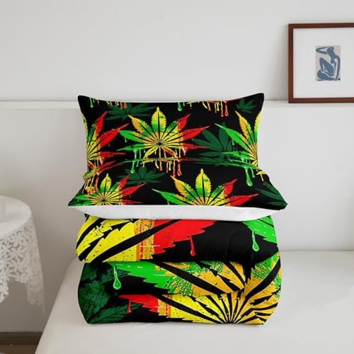 Feelyou Marijuana Weed Leaf Comforter Set Full Size for Men Adults